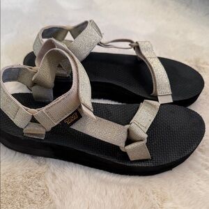 Teva Metallic Sandals with Black Soles